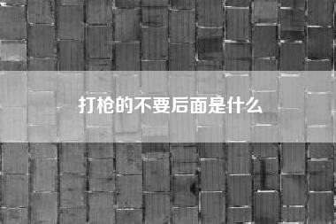 打枪的不要后面是什么！悄悄的进村，打枪的不要这句话什么意思？